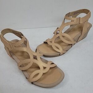 Baretraps RAEANNE Women's Sandals Gold Beige Size 8 M Preppy Strappy Slingback